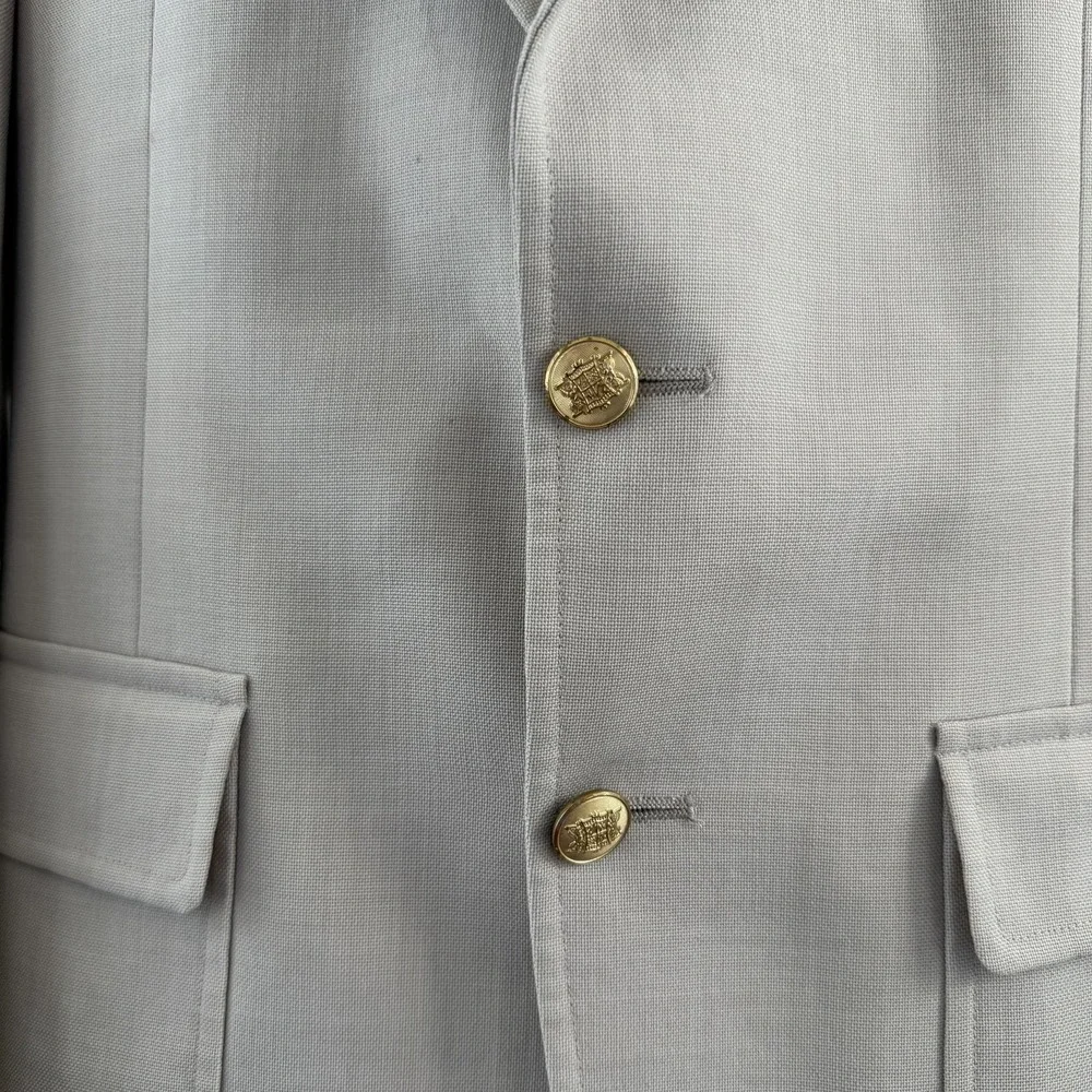 Vintage Palm Beach Blazer Mens Large Beige Wool Gold Button Classic USA 90s
